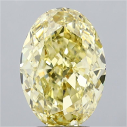 Picture of Lab Grown Diamond 4.08 Carats, Oval with  Cut, Fancy Intense Yellow Color, VVS2 Clarity and Certified by IGI
