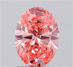 Picture of Lab Grown Diamond 1.53 Carats, Oval with  Cut, Fancy Vivid Pink Color, VS2 Clarity and Certified by IGI