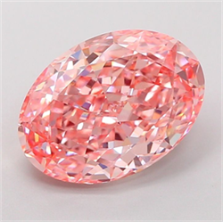 Picture of Lab Grown Diamond 3.57 Carats, Oval with  Cut, Fancy Vivid Pink Color, VS1 Clarity and Certified by IGI