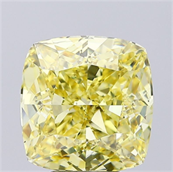 Picture of Lab Grown Diamond 7.01 Carats, CUSHION MODIFIED with  Cut, Fancy Intense Yellow Color, VS2 Clarity and Certified by IGI