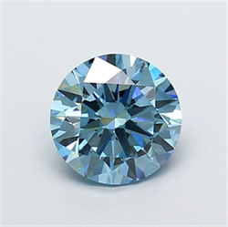 Picture of Lab Grown Diamond 1.75 Carats, Round with Ideal Cut, Fancy Vivid Blue Color, VS1 Clarity and Certified by IGI