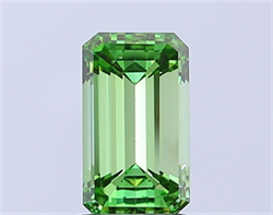 Picture of Lab Grown Diamond 2.00 Carats, Emerald with  Cut, Fancy Vivid Green Color, VS2 Clarity and Certified by IGI
