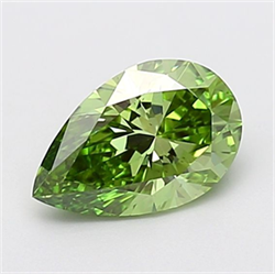 Picture of Lab Grown Diamond 1.51 Carats, Pear with  Cut, Fancy Vivid Green Color, VS1 Clarity and Certified by IGI