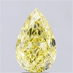 Picture of Lab Grown Diamond 3.01 Carats, Pear with  Cut, Fancy Intense Yellow Color, VS2 Clarity and Certified by IGI