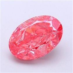 Picture of Lab Grown Diamond 2.52 Carats, Oval with  Cut, Fancy Vivid Pink Color, VVS2 Clarity and Certified by IGI