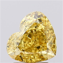 Picture of Lab Grown Diamond 2.02 Carats, Heart with  Cut, Fancy Vivid Yellow Color, VVS2 Clarity and Certified by IGI