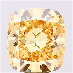 Picture of Lab Grown Diamond 10.03 Carats, Cushion with  Cut, Fancy Intense Yellow Color, VS1 Clarity and Certified by IGI