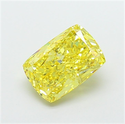 Picture of Lab Grown Diamond 3.04 Carats, CUSHION MODIFIED with  Cut, Fancy Vivid Yellow Color, VS2 Clarity and Certified by IGI