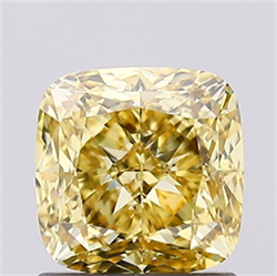 Picture of Lab Grown Diamond 1.20 Carats, CUSHION MODIFIED with  Cut, Fancy Intense Yellow Color, VS2 Clarity and Certified by IGI
