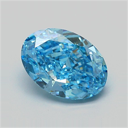 Picture of Lab Grown Diamond 2.81 Carats, Oval with  Cut, Fancy Vivid Blue Color, VS1 Clarity and Certified by IGI