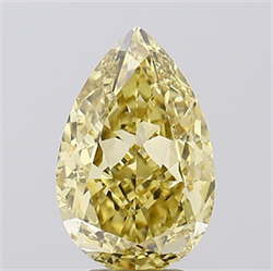 Picture of Lab Grown Diamond 5.05 Carats, Pear with  Cut, Fancy Intense Yellow Color, VS1 Clarity and Certified by IGI