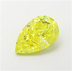 Picture of Lab Grown Diamond 1.21 Carats, Pear with  Cut, Fancy Vivid Yellow Color, VVS1 Clarity and Certified by IGI