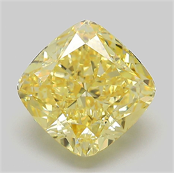 Picture of Lab Grown Diamond 4.05 Carats, CUSHION MODIFIED with  Cut, Fancy Vivid Yellow Color, VS2 Clarity and Certified by IGI
