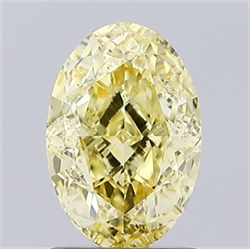 Picture of Lab Grown Diamond 1.57 Carats, Oval with  Cut, Fancy Intense Yellow Color, VS1 Clarity and Certified by IGI