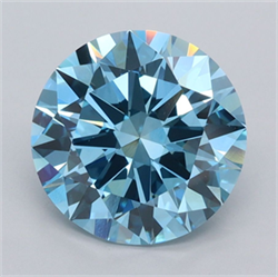 Picture of Lab Grown Diamond 3.01 Carats, Round with Excellent Cut, Fancy Vivid Blue Color, VVS2 Clarity and Certified by IGI