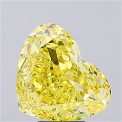 Picture of Lab Grown Diamond 7.03 Carats, Heart with  Cut, Fancy Vivid Yellow Color, VS1 Clarity and Certified by IGI