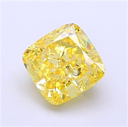Picture of Lab Grown Diamond 1.63 Carats, CUSHION MODIFIED with  Cut, Fancy Intense Yellow Color, VS1 Clarity and Certified by IGI