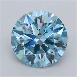 Picture of Lab Grown Diamond 2.04 Carats, Round with Ideal Cut, Fancy Vivid Blue Color, VVS2 Clarity and Certified by IGI