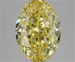 Picture of Lab Grown Diamond 3.01 Carats, Oval with  Cut, Fancy Vivid Yellow Color, VS1 Clarity and Certified by IGI