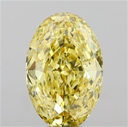 Picture of Lab Grown Diamond 6.02 Carats, Oval with  Cut, Fancy Intense Yellow Color, VVS2 Clarity and Certified by IGI