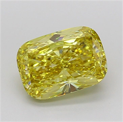 Picture of Lab Grown Diamond 2.33 Carats, Cushion with  Cut, Fancy Vivid Yellow Color, VS1 Clarity and Certified by IGI