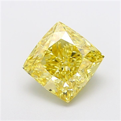 Picture of Lab Grown Diamond 3.03 Carats, CUSHION MODIFIED with  Cut, Fancy Intense Yellow Color, VS2 Clarity and Certified by IGI
