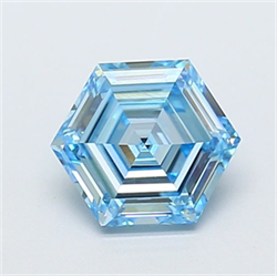 Picture of Lab Grown Diamond 1.50 Carats, HEXAGONAL with  Cut, Fancy Vivid Blue Color, VVS2 Clarity and Certified by IGI