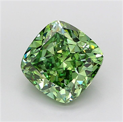 Picture of Lab Grown Diamond 3.50 Carats, CUSHION MODIFIED with  Cut, Fancy Vivid Green Color, VVS2 Clarity and Certified by IGI