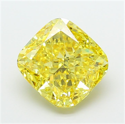 Picture of Lab Grown Diamond 5.04 Carats, CUSHION MODIFIED with  Cut, Fancy Vivid Yellow Color, VS1 Clarity and Certified by IGI
