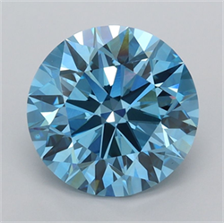 Picture of Lab Grown Diamond 2.85 Carats, Round with Ideal Cut, Fancy Vivid Blue Color, VVS2 Clarity and Certified by IGI