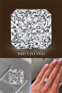 Foto Diamante Natural 5.54 quilates, Radiante , Color I, claridad VVS2 y certificado GIA de