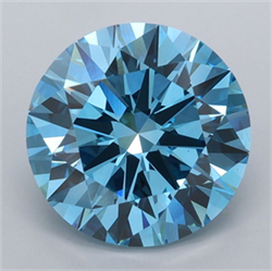Picture of Lab Grown Diamond 3.51 Carats, Round with Ideal Cut, Fancy Vivid Blue Color, VS1 Clarity and Certified by IGI