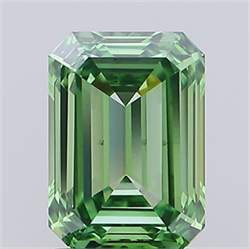 Picture of Lab Grown Diamond 2.00 Carats, Emerald with  Cut, Fancy Vivid Green Color, VS2 Clarity and Certified by IGI