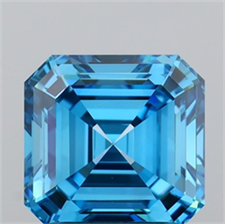 Picture of Lab Grown Diamond 1.52 Carats, Asscher with  Cut, Fancy Vivid Blue Color, VVS2 Clarity and Certified by IGI