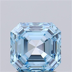 Picture of Lab Grown Diamond 1.59 Carats, Asscher with  Cut, Fancy Vivid Blue Color, VVS1 Clarity and Certified by IGI