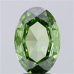 Picture of Lab Grown Diamond 2.76 Carats, Oval with  Cut, Fancy Vivid Green Color, VS2 Clarity and Certified by IGI
