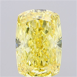 Picture of Lab Grown Diamond 5.07 Carats, CUSHION MODIFIED with  Cut, Fancy Vivid Yellow Color, VS2 Clarity and Certified by IGI
