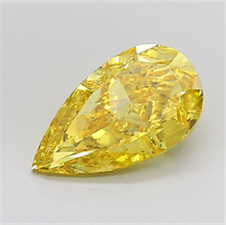 Picture of Lab Grown Diamond 3.02 Carats, Pear with  Cut, Fancy Vivid Yellow Color, VS1 Clarity and Certified by IGI