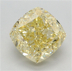 Picture of Lab Grown Diamond 3.05 Carats, CUSHION MODIFIED with  Cut, Fancy Intense Yellow Color, VS1 Clarity and Certified by IGI