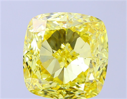 Picture of Lab Grown Diamond 11.54 Carats, CUSHION MODIFIED with  Cut, Fancy Vivid Yellow Color, VS2 Clarity and Certified by IGI