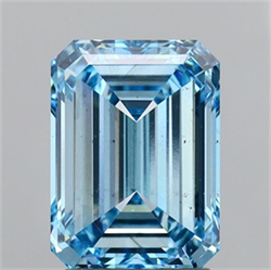 Picture of Lab Grown Diamond 2.50 Carats, Emerald with  Cut, Fancy Blue Color, VS2 Clarity and Certified by IGI