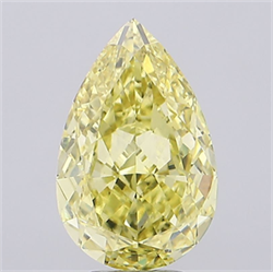 Picture of Lab Grown Diamond 6.41 Carats, Pear with  Cut, Fancy Intense Yellow Color, VS1 Clarity and Certified by IGI