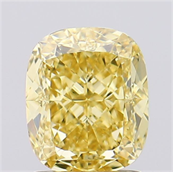 Picture of Lab Grown Diamond 1.67 Carats, CUSHION MODIFIED with  Cut, Fancy Vivid Yellow Color, VS2 Clarity and Certified by IGI