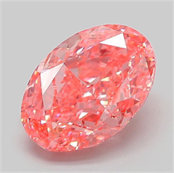 Picture of Lab Grown Diamond 3.06 Carats, Oval with  Cut, Fancy Vivid Pink Color, VVS2 Clarity and Certified by IGI