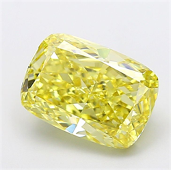 Picture of Lab Grown Diamond 5.00 Carats, CUSHION MODIFIED with  Cut, Fancy Intense Yellow Color, VVS2 Clarity and Certified by IGI