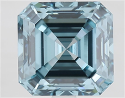 Picture of Lab Grown Diamond 2.95 Carats, Emerald with  Cut, Fancy Vivid Blue Color, VS1 Clarity and Certified by IGI