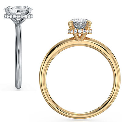 Oval Engagement ring hidden halo setting
