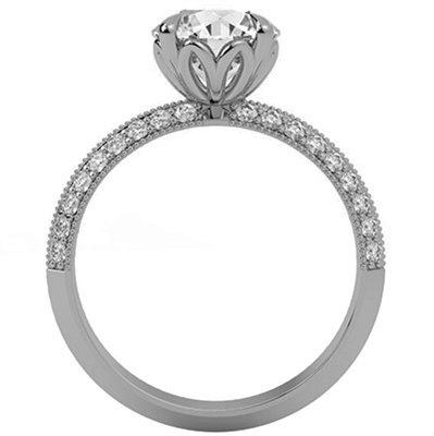 The Lotus Engagement ring setting with 0.36 Ct sides