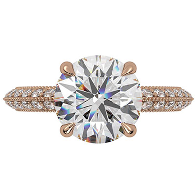 The Lotus Engagement ring setting with 0.36 Ct sides