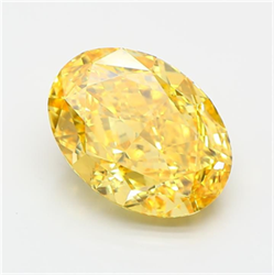 Picture of Lab Grown Diamond 7.02 Carats, Oval with  Cut, Fancy Vivid Yellow Color, VS1 Clarity and Certified by IGI